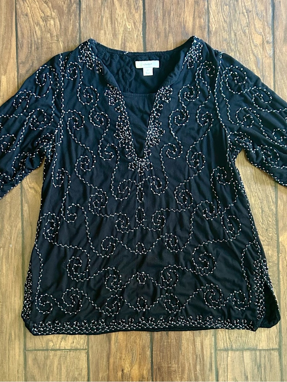 CJ Banks Black stitched Tunic